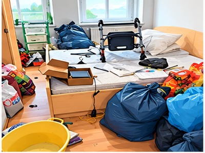Persönliche Gegenstände und Möbel in einer Wohnung vor der Nachlassräumung